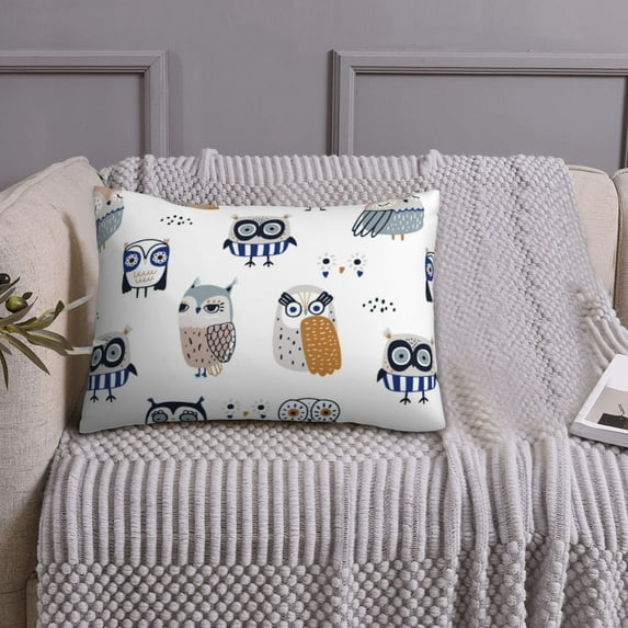 Queen Size Pillows Cases Standard Size 20x26 In - Quirky Doodle Owl White Soft Comfort Envelope Closure Pillowcases Standard