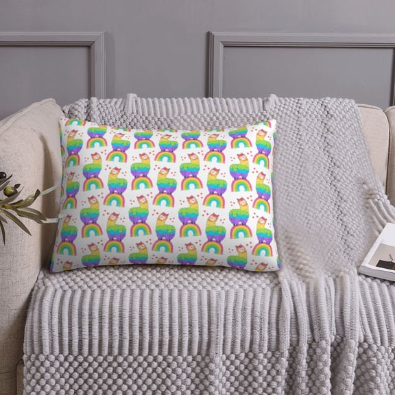 Queen Size Pillows Cases Standard Size 20x26 In - Rainbow Llama Soft Comfort Envelope Closure Pillowcases Standard