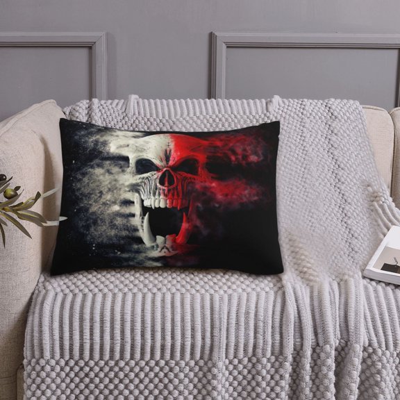 Queen Size Pillows Cases Standard Size 20x26 In - Red And White Screaming Demon Skull Soft Comfort Envelope Closure Pillowcases Standard