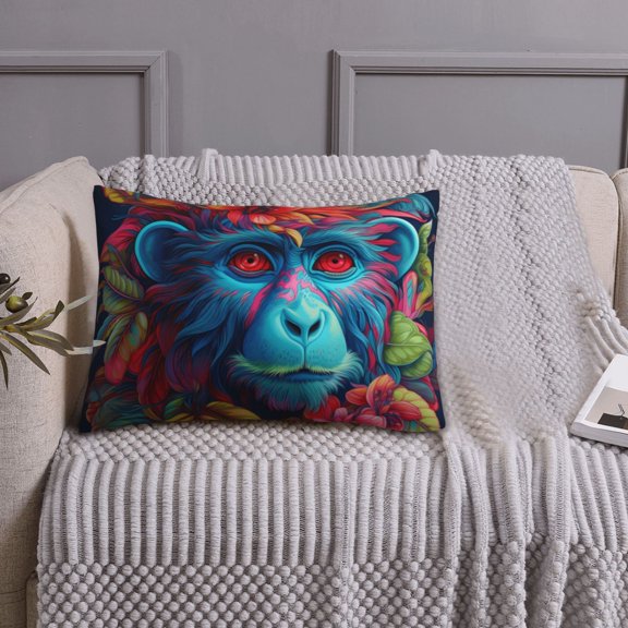 Queen Size Pillows Cases Standard Size 20x26 In - Tribal Style Flower Blue Monkey Soft Comfort Envelope Closure Pillowcases Standard