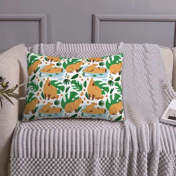 Queen Size Pillows Cases Standard Size 20x26 In - Tropical Capybara Soft Comfort Envelope Closure Pillowcases Standard