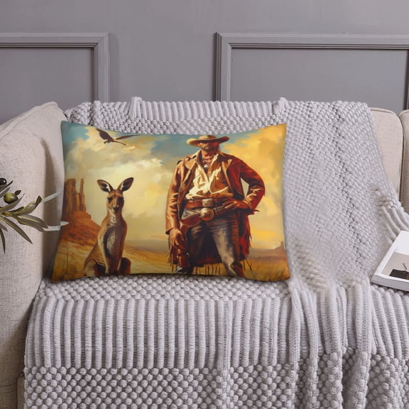 Queen Size Pillows Cases Standard Size 20x26 In - Western Cowboy Kangaroo Soft Comfort Envelope Closure Pillowcases Standard
