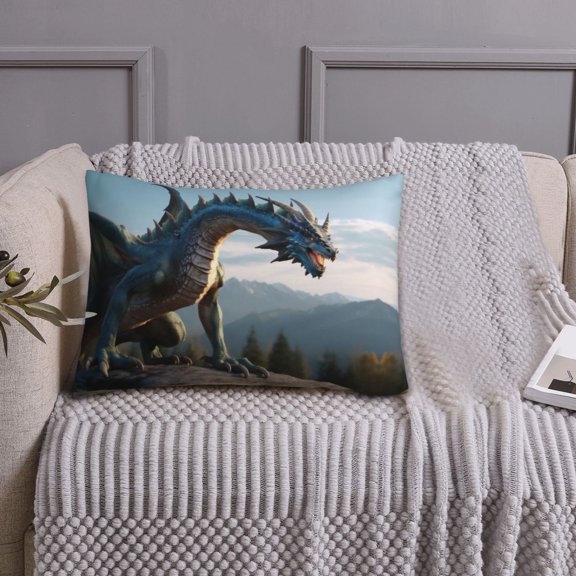 Queen Size Pillows Cases Standard Size 20x26 In - Wild Blue Cool Dragon Soft Comfort Envelope Closure Pillowcases Standard