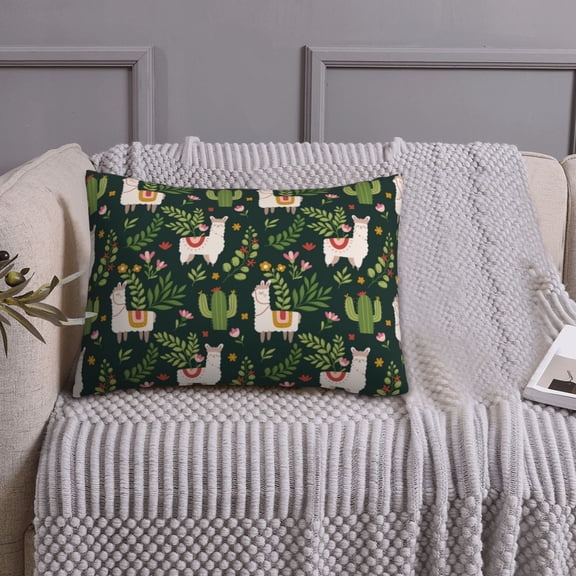 Queen Size Pillows Cases Standard Size 20x26 In - cute alpaca cactus llama floral Soft Comfort Envelope Closure Pillowcases Standard
