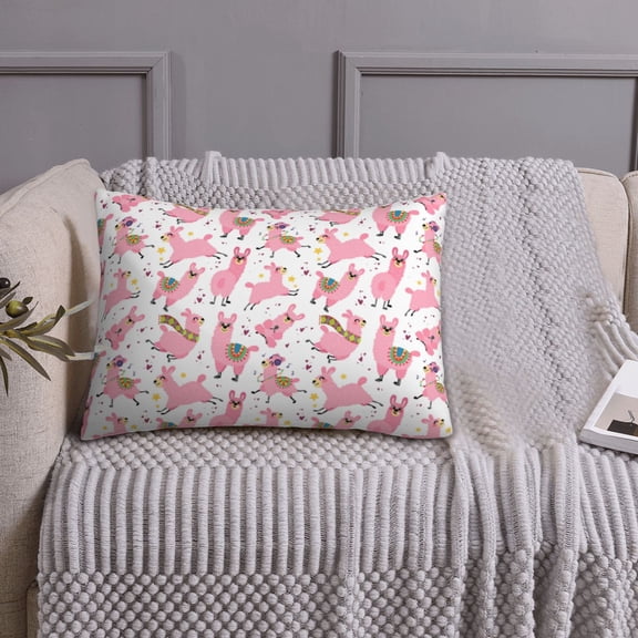 Queen Size Pillows Cases Standard Size 20x26 In - cute pink llamas Alpaca funny Soft Comfort Envelope Closure Pillowcases Standard