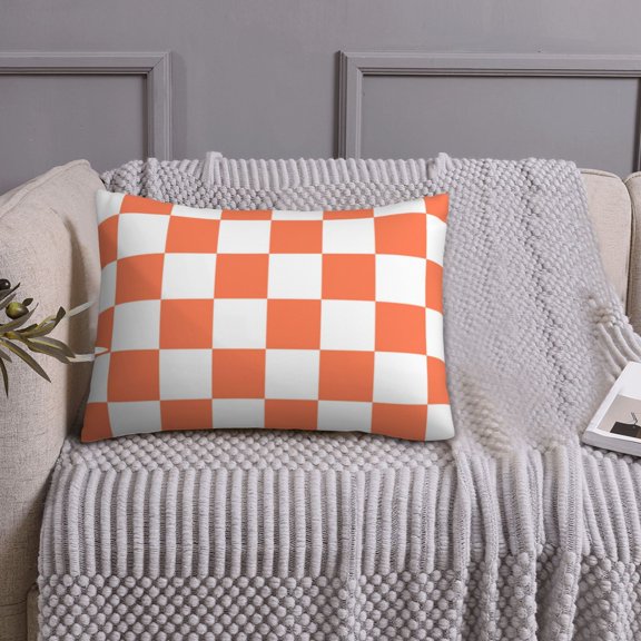 Queen Size Pillows Cases Standard Size 20x26 In - white orange squares checkerboard Soft Comfort Envelope Closure Pillowcases Standard