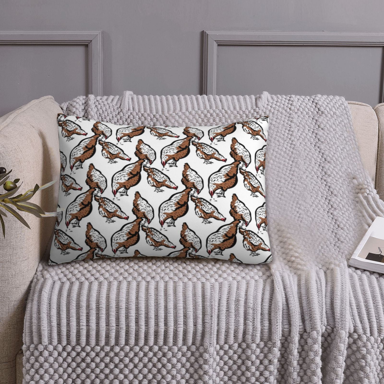 Queen Size Pillows Cases Standard Size Chickens Peck Grain 20x26 In