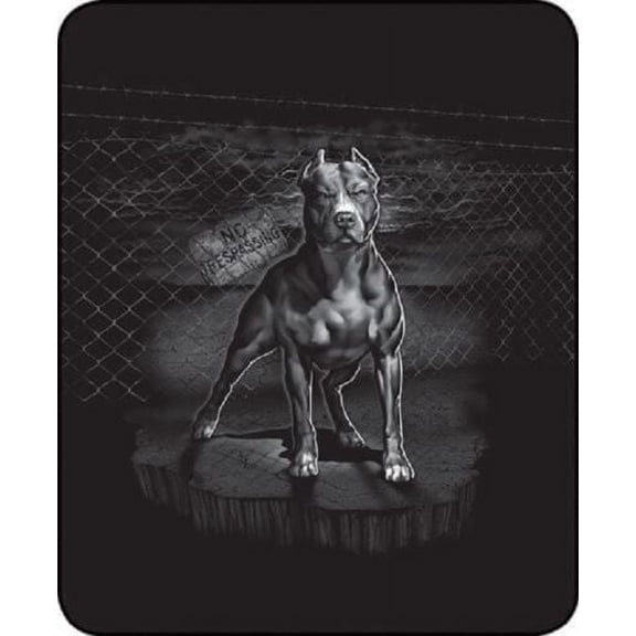 Queen Size Pitbull Chain Link Pit Bull Dog No Trespassing Faux Fur Plush Blanket