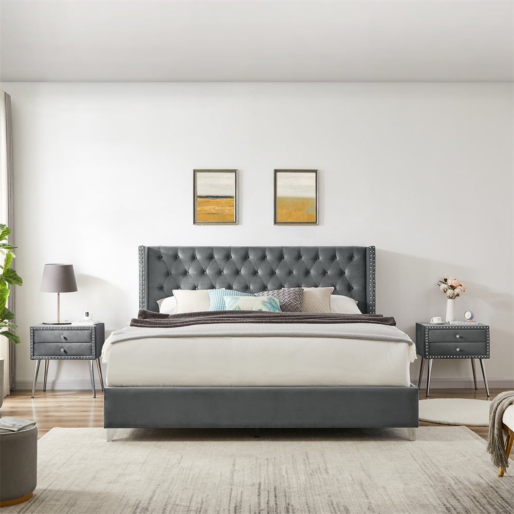 Aadvik tufted upholstered standard bed online