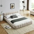 thumbnail image 1 of Queen Size Platform Bed Frame with Headboard, Upholstered in Soft Chenille Fabric - Solid Wood Frame, No Box Spring Required, Easy Assembly (68"W x 86.5"H x 23.5"D), 1 of 8