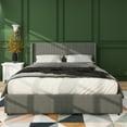 thumbnail image 1 of Queen Size Platform Bed Frame, Wingback Storage Bed, Queen Size Velvet Upholstered Platform Bed with Tight Channel and Modern Design Headboard, No Box Spring Needed, 1 of 9