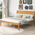 thumbnail image 1 of Queen Size Platform Bed Frame with Headboard, Wood Slat and Center Support, Large Underbed Space, No Box Spring Needed, Oak, 1 of 9
