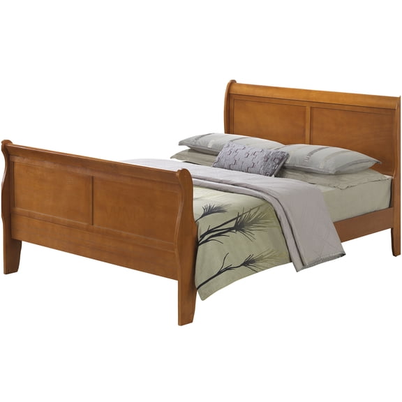 Queen Size Platform Bed Frame with Sleigh Design, No Box Spring Needed, Strong Wood Support and Easy Assembly