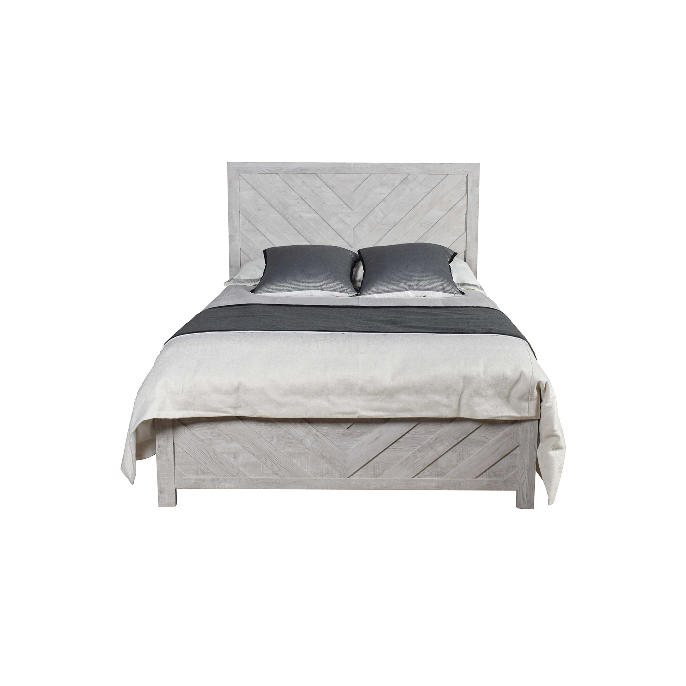 Queen Size Platform Bed Frame with Upholstered Headboard, Modern Low Profile Wood Bed, No Box Spring Needed, Strong Support, Bedroom Furniture