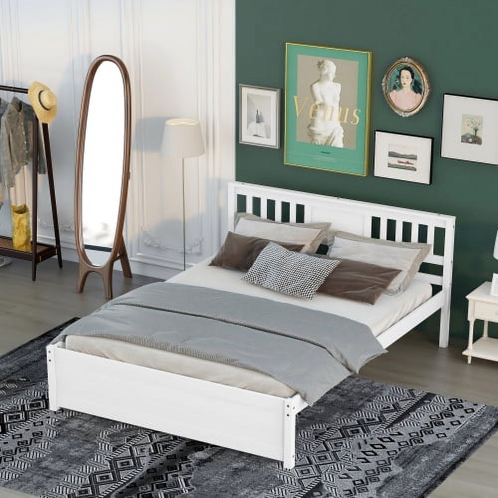Queen Size Platform Bed,Heavy Duty Wood Bed Frame with Headboard and