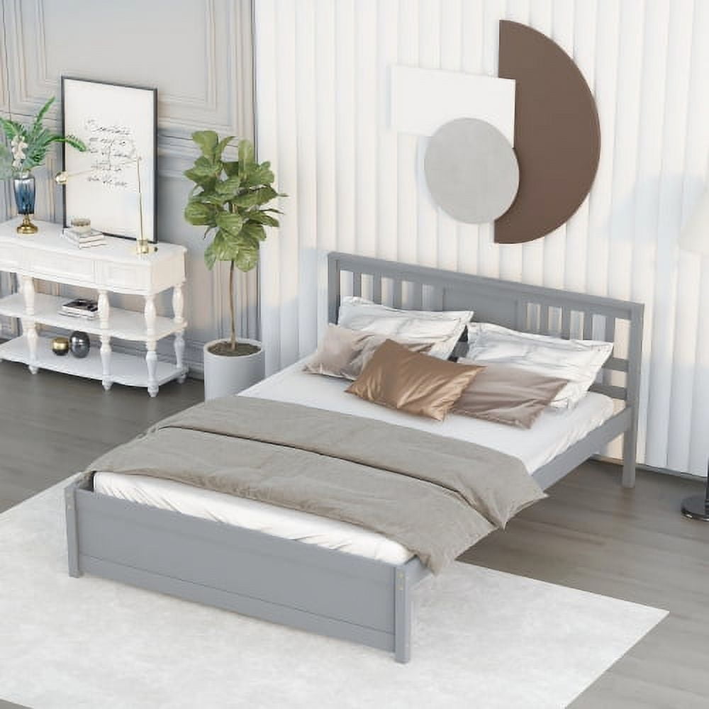 Queen Size Platform Bed,Heavy Duty Wood Bed Frame with Headboard and