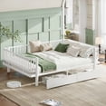 thumbnail image 1 of Queen Size Platform Bed with Storage Drawers, Metal Daybed Frame with Round-Pipe Design, Low Profile Bed No Box Spring Needed for Bedroom, Light White, 1 of 9