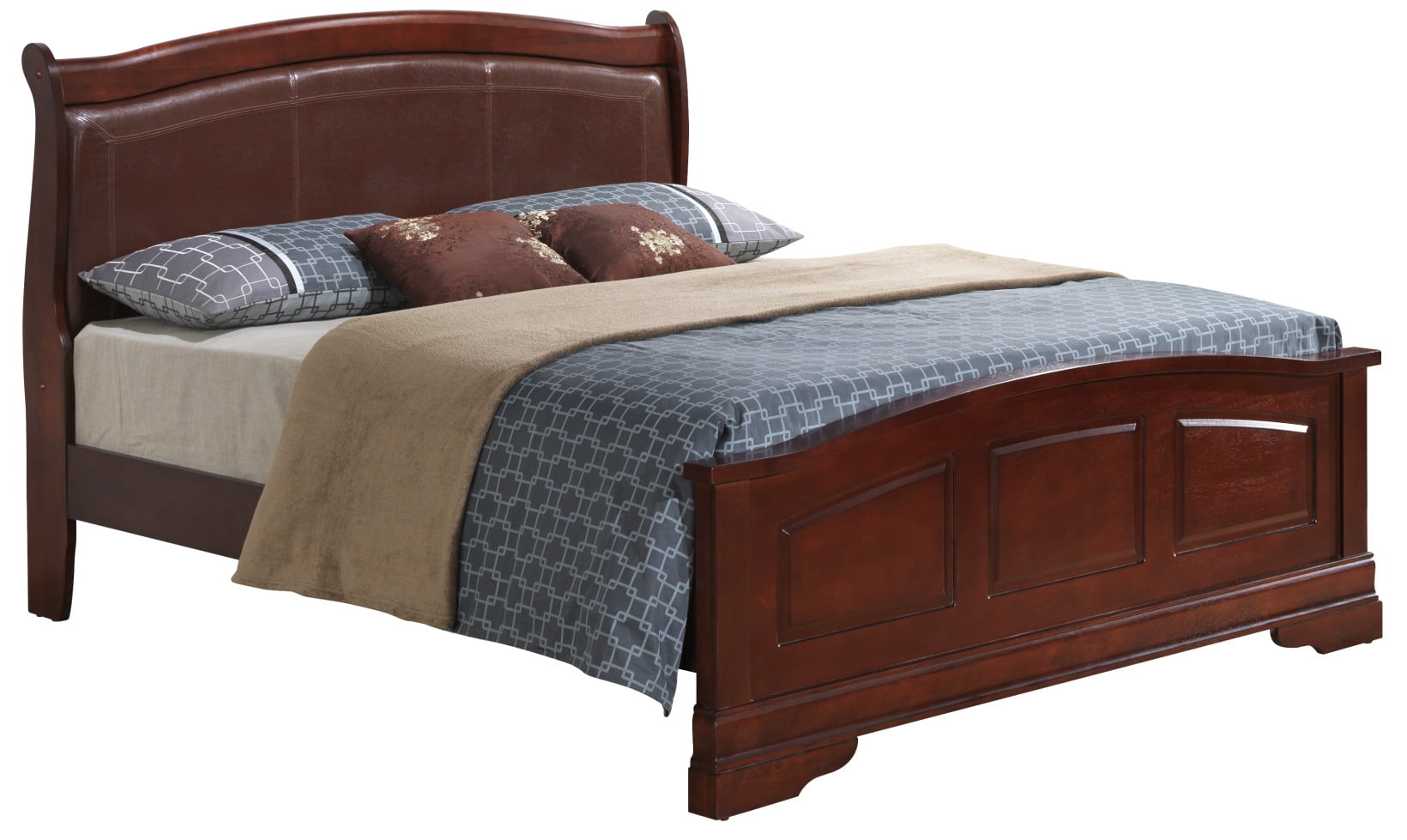 Queen size European Style Platform Bed Frame with Wooden Slats