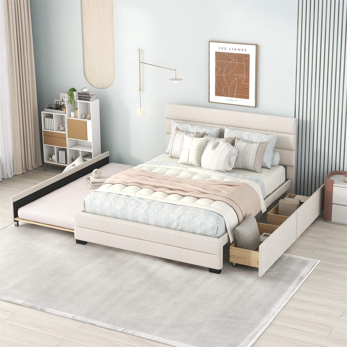 Panel bed with trundle online