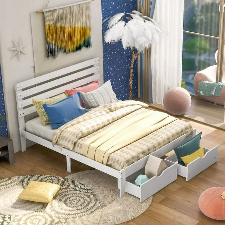 Simple queen bed 2024 frame with headboard
