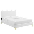thumbnail image 1 of Modway Current Modern Performance Velvet Queen Platform Bed - White, 1 of 7