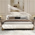 thumbnail image 1 of Queen Size Platform Bed with Plush Boucle Headboard, Modern Upholstered Frame and Wood Legs, No Box Spring Needed, 1 of 10