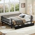 thumbnail image 1 of Queen Size Platform Bed with Storage Drawers, Metal Daybed Frame with Round-Pipe Design, Low Profile Bed No Box Spring Needed for Bedroom, Black, 1 of 9