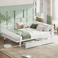 thumbnail image 1 of Queen Size Platform Bed with Storage Drawers, Metal Daybed Frame with Upgraded Safety Round-Pipe Design, Low Profile Design, White, 1 of 9