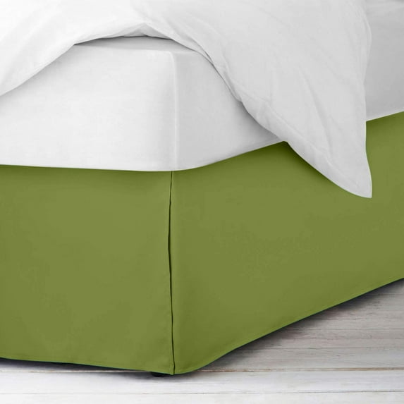 Queen Size Pleated Bed Skirt (60" x 80") with 16" Ideal Drop, Wrinkle Free & Soft 100% Microfiber Polyester, Stylish Pleated Bed Valances - Sage Solid.