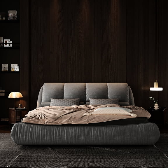 Queen Size Polyester Upholstered - Ergonomic Headboard for Pressure Relief - Bedroom Decor - Spa - level Back Comfort