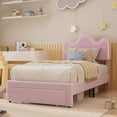 thumbnail image 1 of Queen Size Princess Bed Frame with LED Headboard & Storage Drawers, Adjustable Boucle Platform Bed for Girls, No Box Spring Needed, Pink, 1 of 7