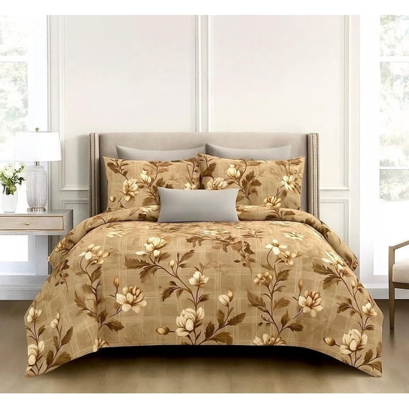 Queen Size Printed Double Bedsheet With 2 Pillow Covers For Home | 90 X 100 Inches, Brown - Beautiful Bedsheet Set | Perfect For Gifting Wedding, Anniversary