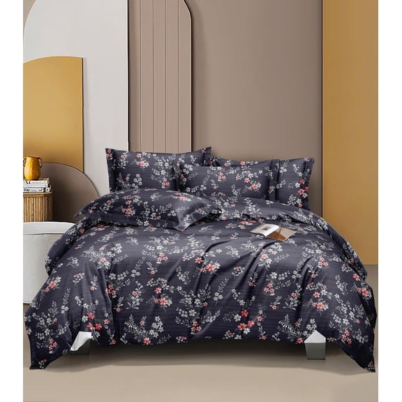 Queen Size Printed Double Bedsheet With 2 Pillow Covers For Home | 90 X 100 Inches, Dark Grey - Beautiful Bedsheet Set | Perfect For Gifting Wedding, Anniversary