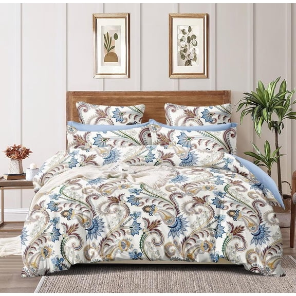 Queen Size Printed Double Bedsheet With 2 Pillow Covers For Home | 90 X 100 Inches, White & Blue - Beautiful Bedsheet Set | Perfect For Gifting Wedding, Anniversary