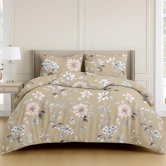 Queen Size Printed Double Bedsheet With Two Pillow Covers For Home | 90 X 100 Inches, Beige - Beautiful Bedsheet Set | Perfect For Gifting Wedding, Anniversary