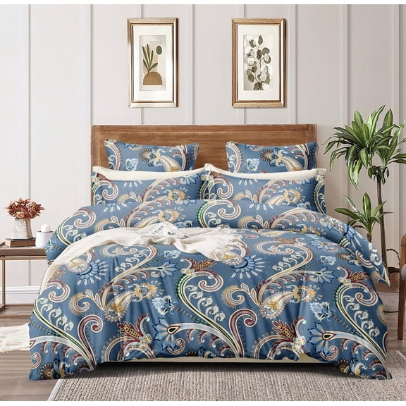 Queen Size Printed Double Bedsheet With Two Pillow Covers For Home | 90 X 100 Inches, Blue - Beautiful Bedsheet Set | Perfect For Gifting Wedding, Anniversary