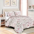 thumbnail image 1 of Queen Size Quilt Set 3-Piece Floral Pink Bedspread Set, 1 of 4