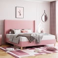 thumbnail image 1 of Queen Size Rattan Bed Frame with Headboard, Black Boho Cane Platform Bed Frame with Strong Metal Slat, Noise Free, No Box Spring Needed, Pink, 1 of 6