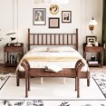 thumbnail image 1 of Queen Size Retro Bedroom Outfit, Platform Bed With Gourd-shaped Headboard, Storage Nightstand And Bench, Walnut Flavor,, 1 of 5