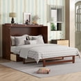 thumbnail image 1 of Queen Size Retro Rattan Murphy Bed, Wood Cabinet Bed with Storage Drawers, Hidden Foldable Platform Bed, Space Saving for Small Room, Guest, Walnut, 1 of 9