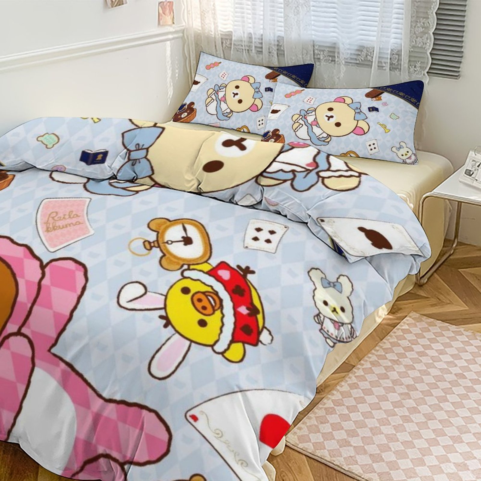 Queen Size Rilakkuma Comforter Set for Kids Contains One Duvet Cover