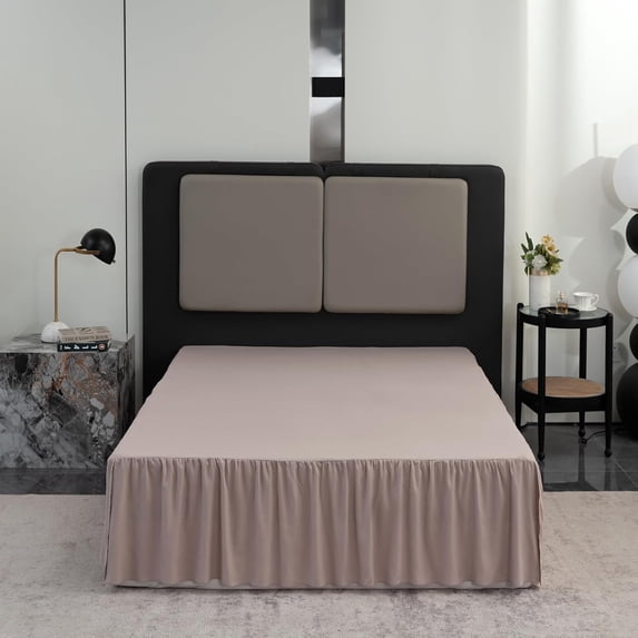 Queen Size Khaki 16 Inch Drop Bed Skirt with Split Corners, Gathered ...
