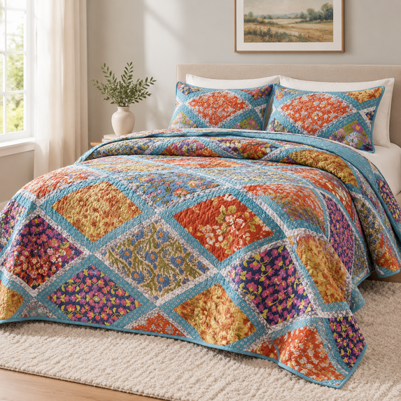 Queen Size Seersucker Quilt Set -forter Flbedding Sets (90 * 90 Inch ...
