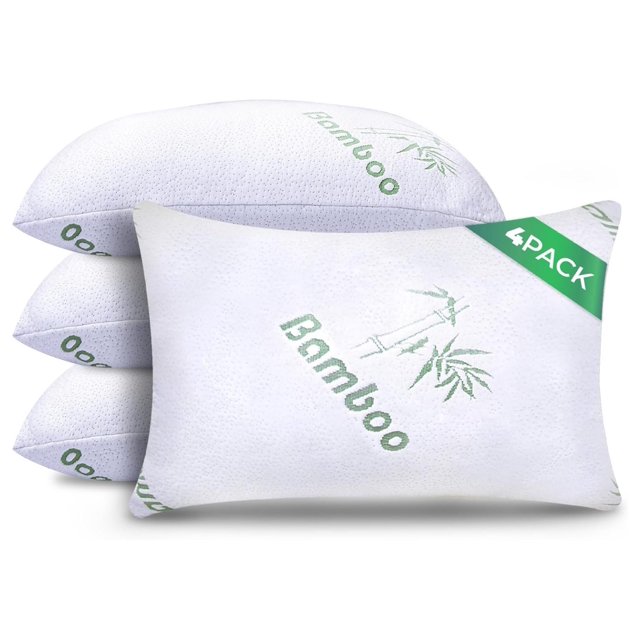 Queen Size Set of 4 Cooling Bed Pillows for Sleeping Back, Stomach