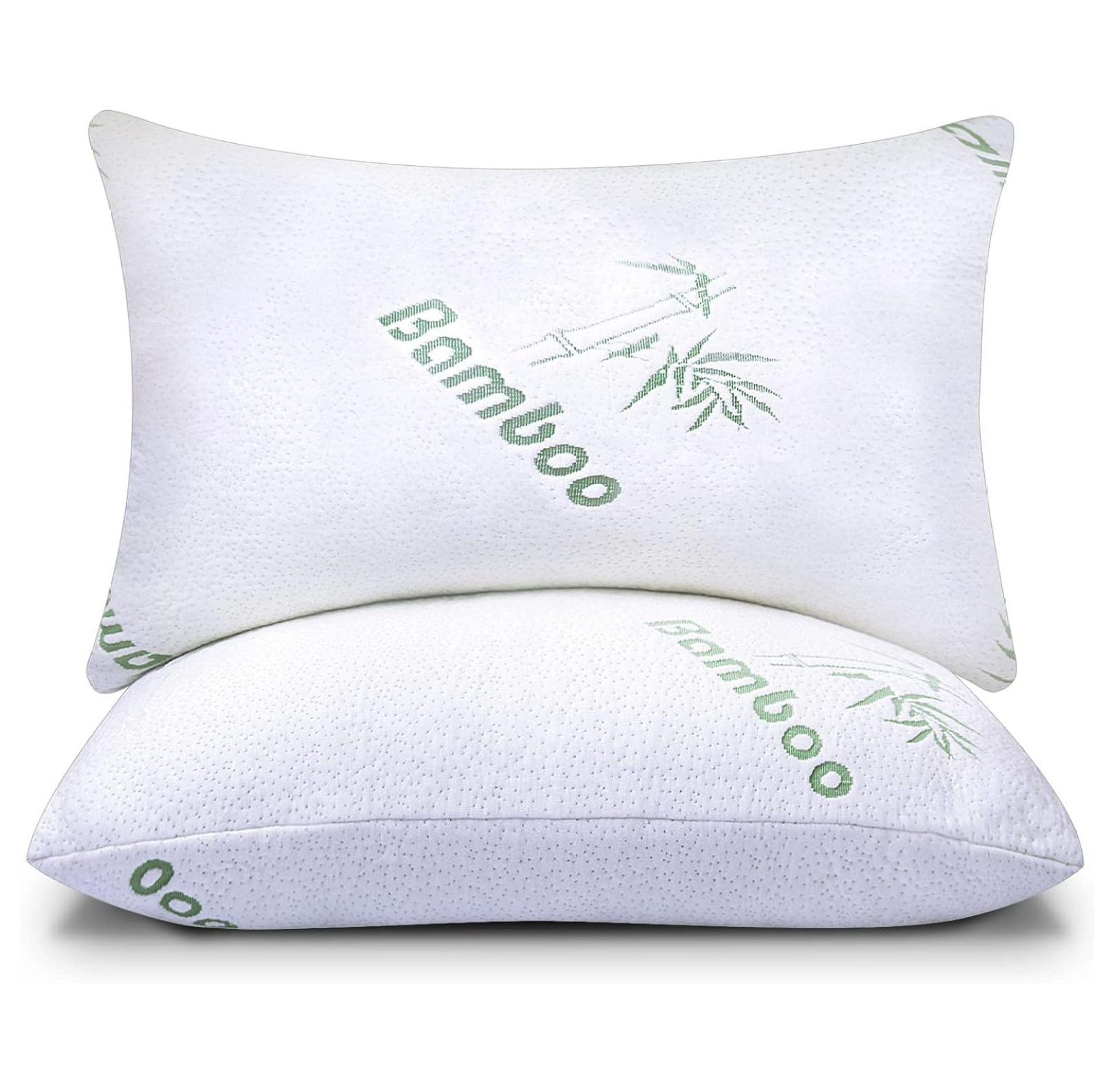 Queen Size Cooling Memory Foam Bamboo Pillows, Set of 2