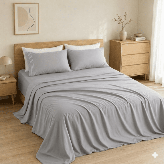 Queen Size Sheet Set - Breathable & Cooling Bed Sheets, Hotel Luxury Bed Sheets for Sleepers, Soft & Wrinkle Free Sheet, Deep Pockets Up to 16", Light Gray