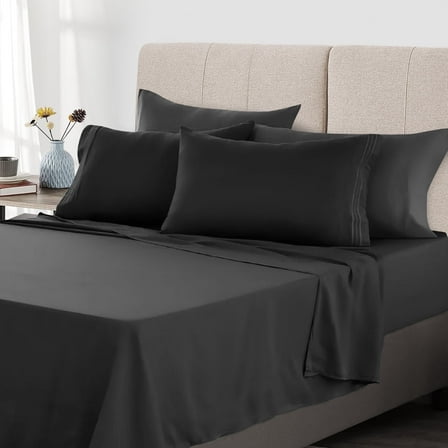 Queen Size Sheet Set, Breathable & Soft Bed Sheets, Hotel Quality Luxury Bedding Sheets & Pillowcases, Deep Pocket up to 16", Black