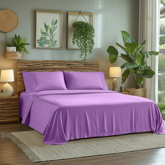 Queen Size Sheet Set, Luxury Bed Sheets, Extra Soft, Deep Pockets, Easy Fit, Breathable and Cooling Sheets, Wrinkle Free Lavender