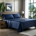 thumbnail image 1 of Queen Size Sheet Set, Luxury Bed Sheets, Extra Soft, Deep Pockets, Easy Fit, Breathable and Cooling Sheets, Wrinkle Free Navy Blue, 1 of 7