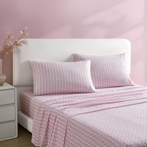Queen Size Sheet Set Wonderland Stripe Pink Ultra Soft Bedding